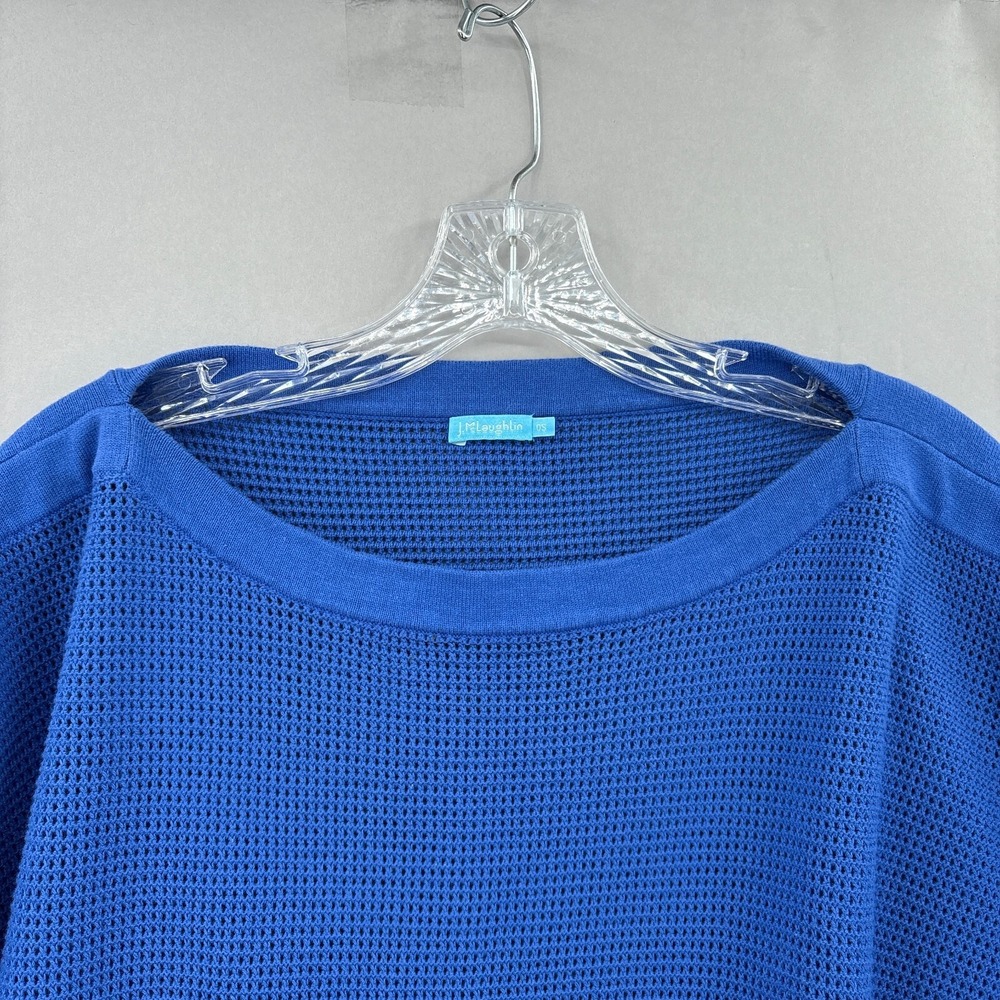 J McLaughlin Poncho Sweater Top Pullover‎ Blue Fringe Tassel Asha Open One Size - Picture 2 of 11